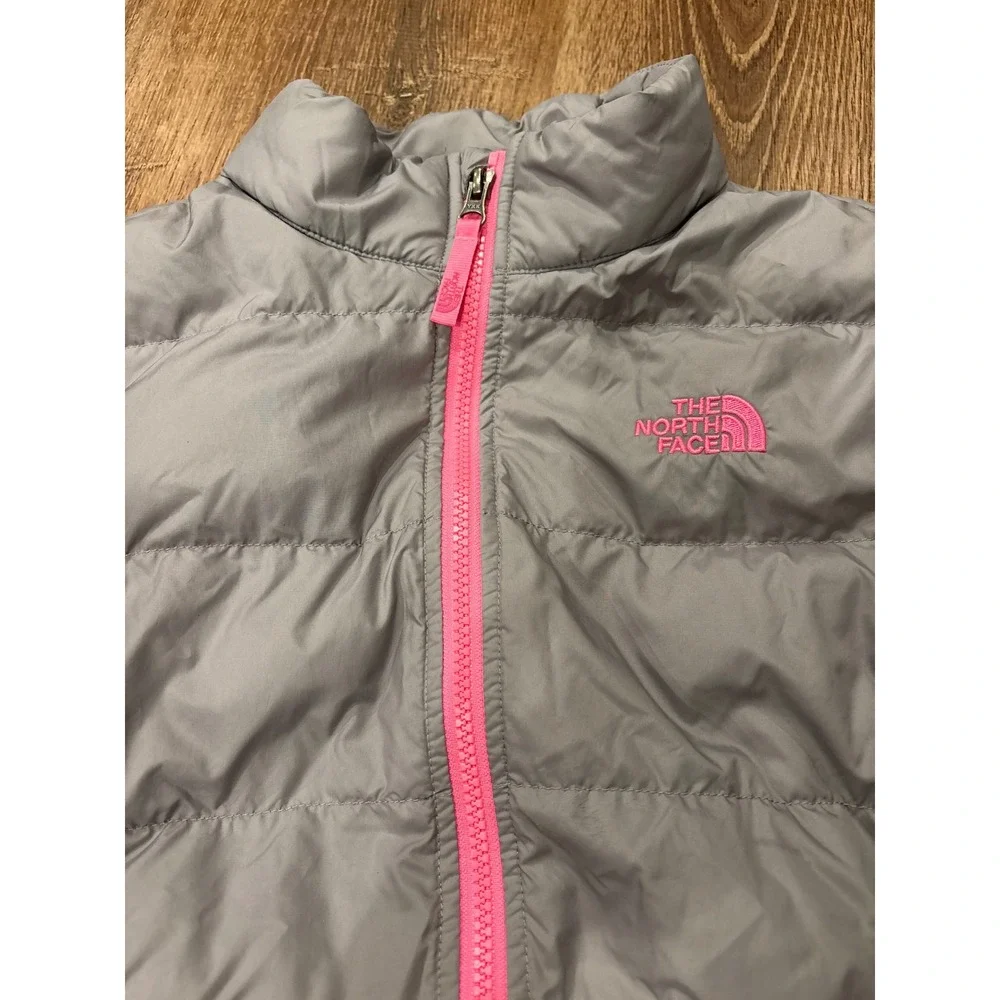 The North Face Down 550 girls gray pink jacket L 14